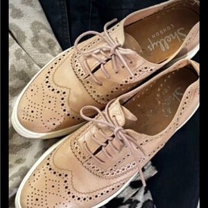 Shellys Women’s Classic Oxford Leather Shoes Lace Up Nude Pink Spain EU 39 US 8